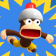 A surprised monkey from Ape Escape wears a siren helmet.